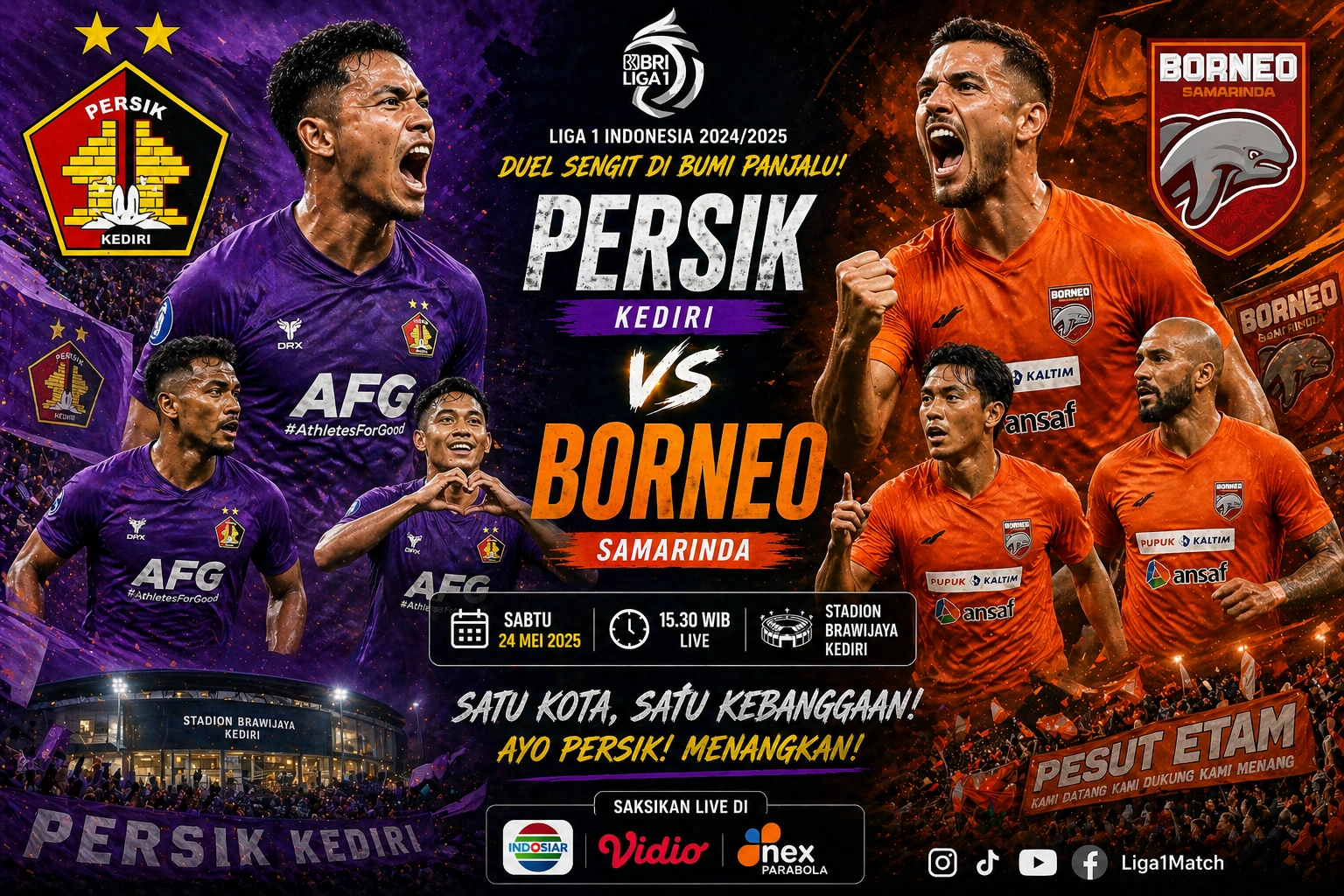 Prediksi Skor Persik Kediri vs Borneo FC 29 April 2026, Laga Penentu Nasib Juara Super League
