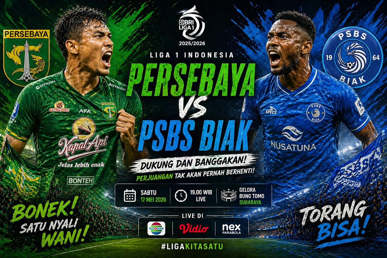 Prediski skor Persebaya VS PSBS Biak liga Indonesia 2026