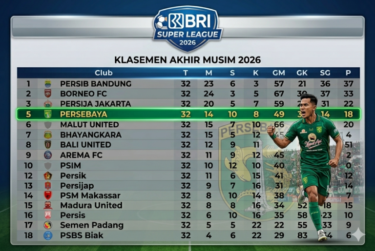 klasemen Persebaya 2026 terbaru hari ini